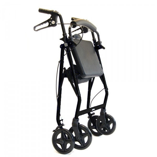 Lightweight Aluminium folding rollator Black 18cm wheels