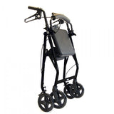 Lightweight Aluminium folding rollator Black 18cm wheels