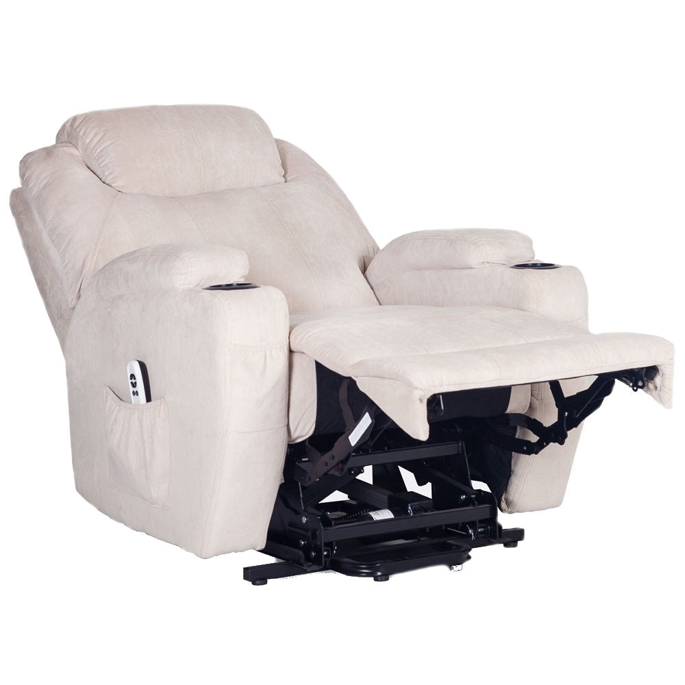 Burlington Fabric Dual Motor Riser Recliner Chair-Beige 