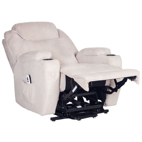 Burlington Fabric Dual Motor Riser Recliner Chair-Beige 