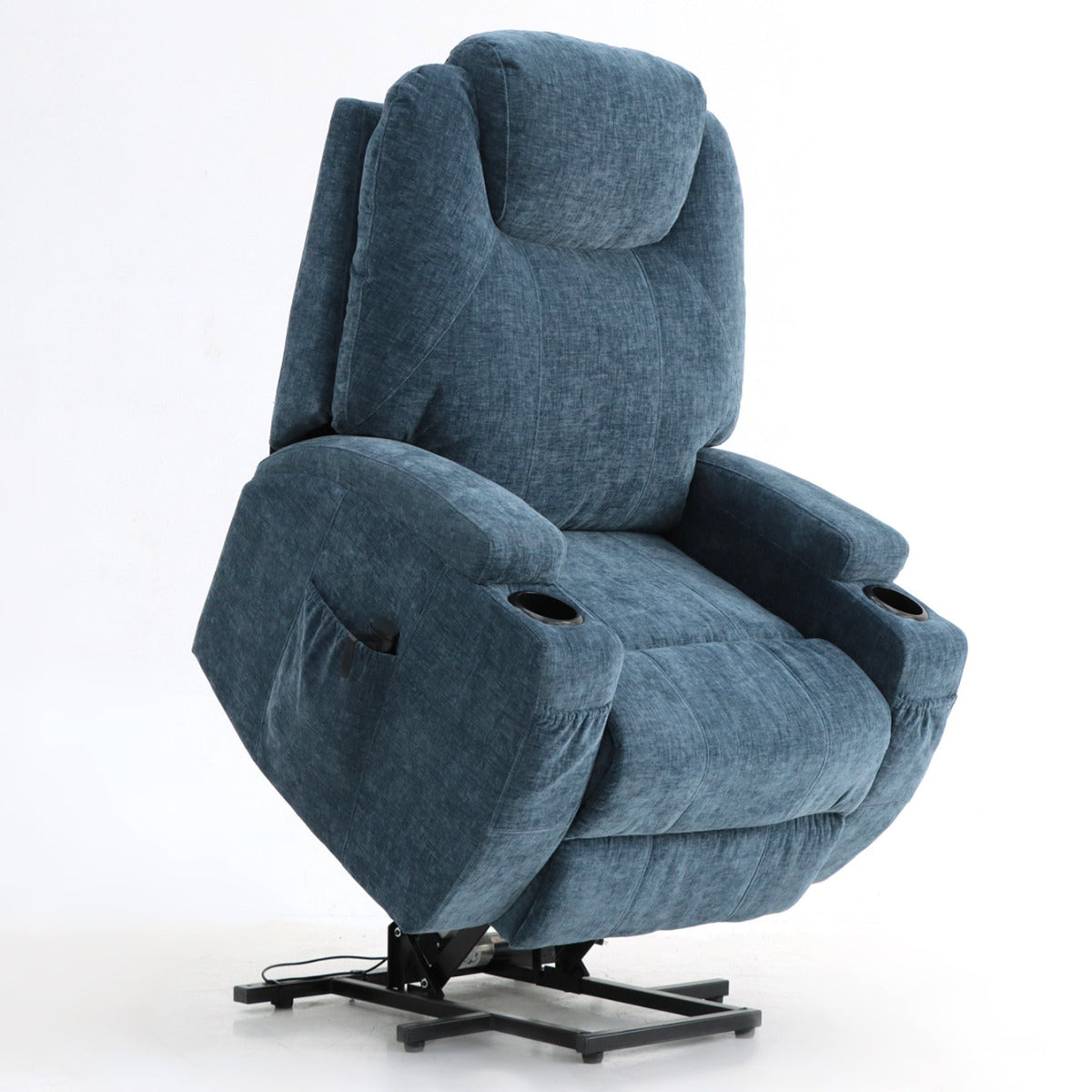 Burlington fabric dual motor riser recliner chair - Blue - Ex Demo