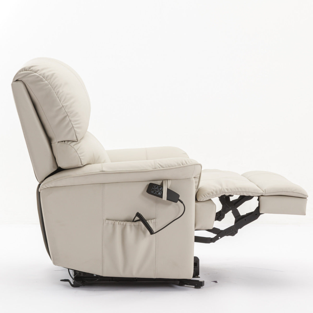 Canterbury Dual Motor Leather Riser Recliner Chair-Cream - Ex Demo