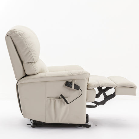 Canterbury Dual Motor Leather Riser Recliner Chair-Cream - Ex Demo