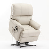 Canterbury Dual Motor Leather Riser Recliner Chair-Cream - Ex Demo