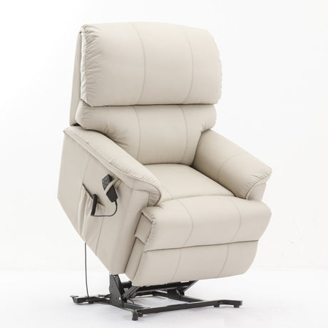 Canterbury Dual Motor Leather Riser Recliner Chair-Cream - Ex Demo