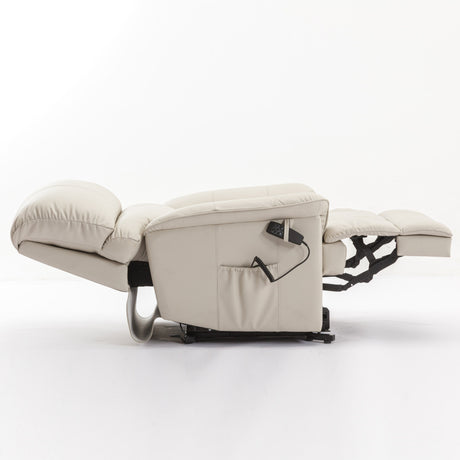 Canterbury Dual Motor Leather Riser Recliner Chair-Cream - Ex Demo