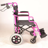 Deluxe Pink Wheelchair in a bag with handbrakes
