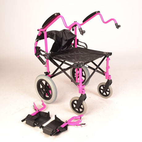 Deluxe Pink Wheelchair in a bag with handbrakes