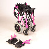 Deluxe Pink Wheelchair in a bag with handbrakes