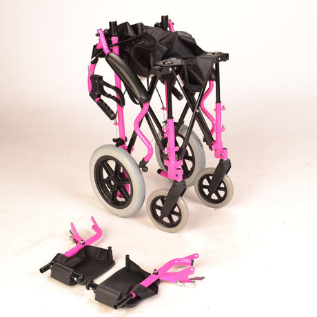 Deluxe Pink Wheelchair in a bag with handbrakes