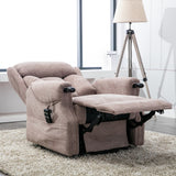 Denmark dual riser recliner chair with wooden knuckles - fully reclined