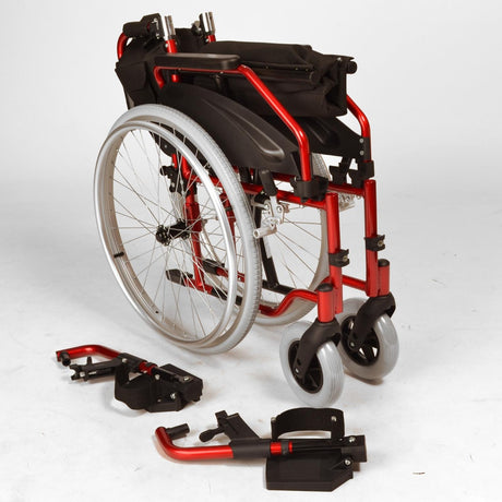 Lightweight Self Propel Wheelchair Red - Folded