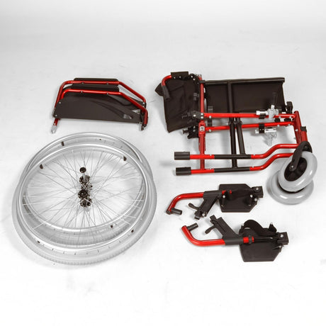 Lightweight Self Propel Wheelchair Red - Deconstructed