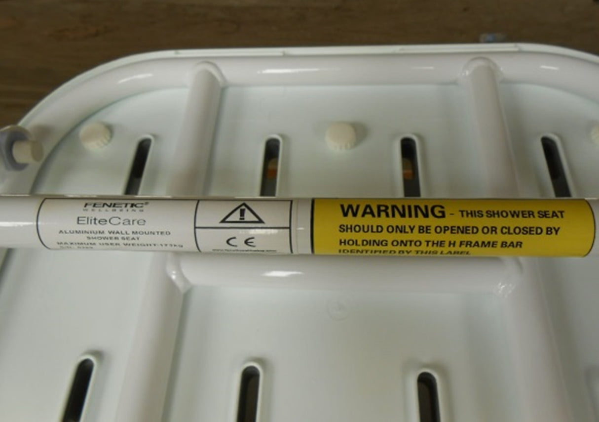 Wall Mounted Shower Seat with padded arms - Warnings