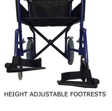 Lightweight Folding Wheelchair - Adjustable Footrests