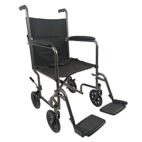 Folding Steel Transfer Chair Wheelchair with lapbelt ECTR06 - NEW