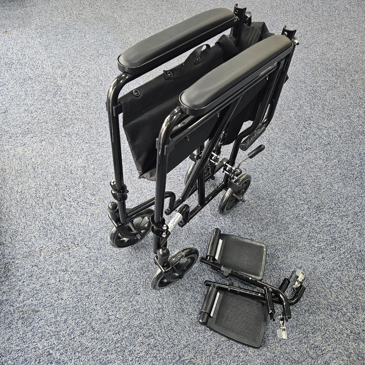 Folding Steel Transfer Chair Wheelchair with lapbelt ECTR06 - NEW