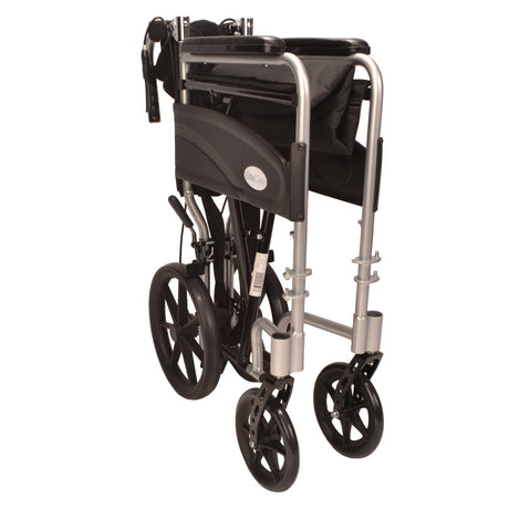 Ultra Lightweight aluminium folding transit wheelchair ECTR07 - Folded