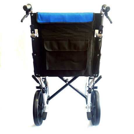 Ultra Lightweight aluminium folding transit wheelchair ECTR07 - Rear View