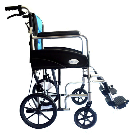 Ultra Lightweight aluminium folding transit wheelchair ECTR07 - Side View