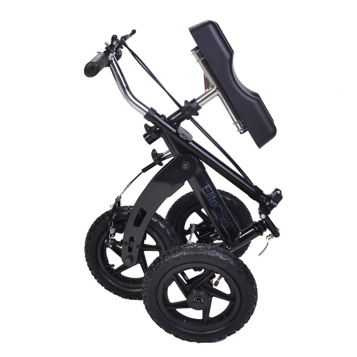 All Terrain Outdoor Knee Walker with Brakes and Adjustable Handle collapsed without basket
