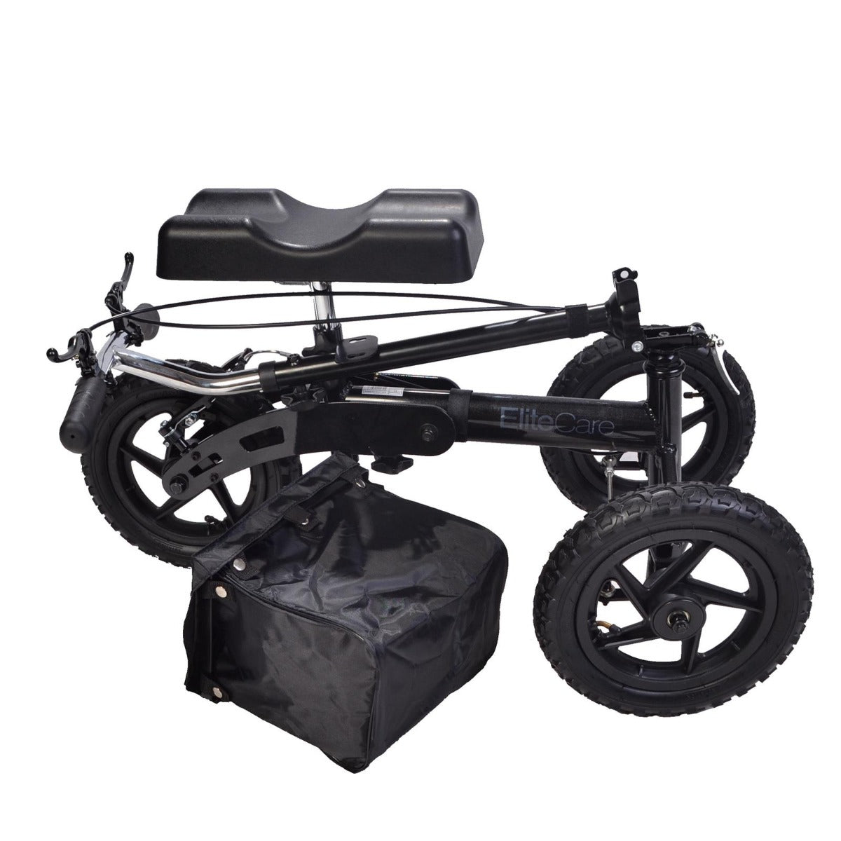 All Terrain Outdoor Knee Walker with Brakes and Adjustable Handle, Folded