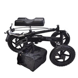 All Terrain Outdoor Knee Walker with Brakes and Adjustable Handle, Folded