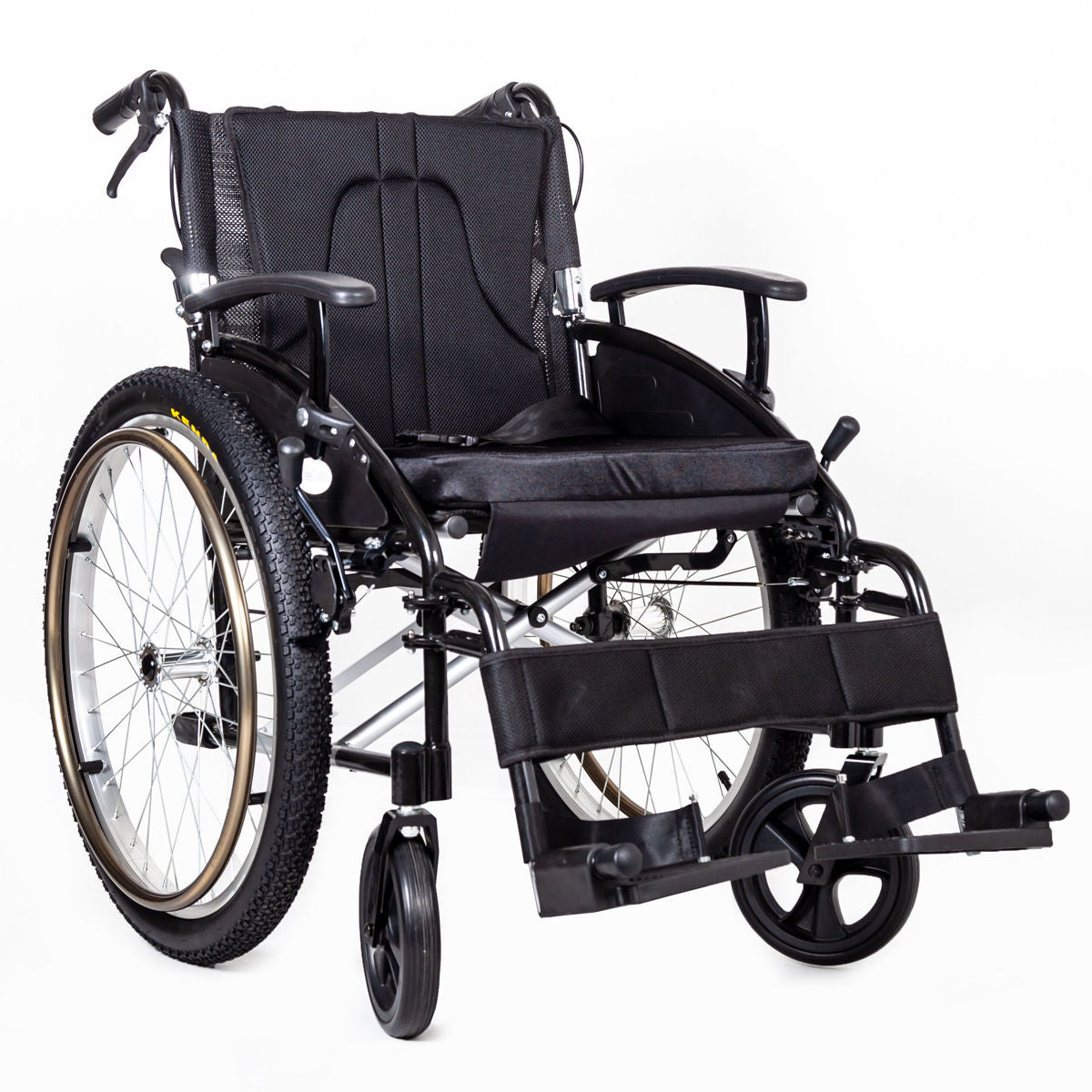 EC Voyager All Terrain outdoor wheelchair with pneumatic tires-Black-18"