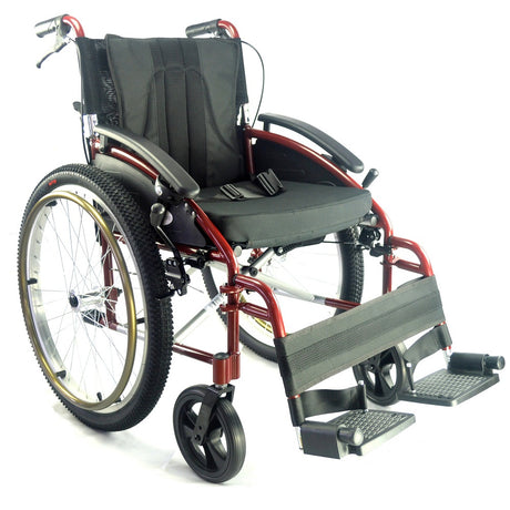 EC Voyager All Terrain outdoor wheelchair with pneumatic tires-Red-18"
