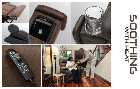 Radiance Fabric 4 Motor Chair with heat, high leg lift and lithium battery back up - Large Tall Size