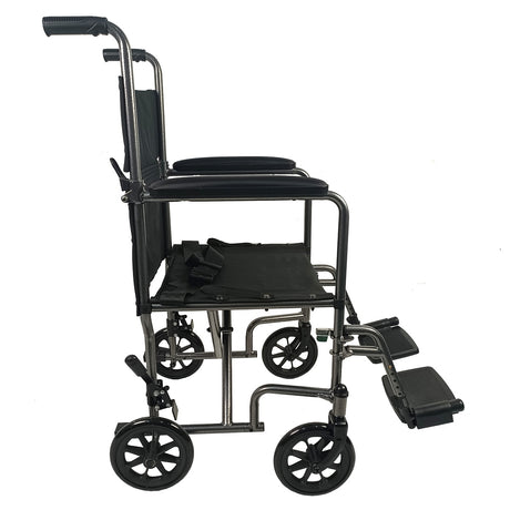 Folding Steel Transfer Chair Wheelchair with lapbelt ECTR06 - NEW