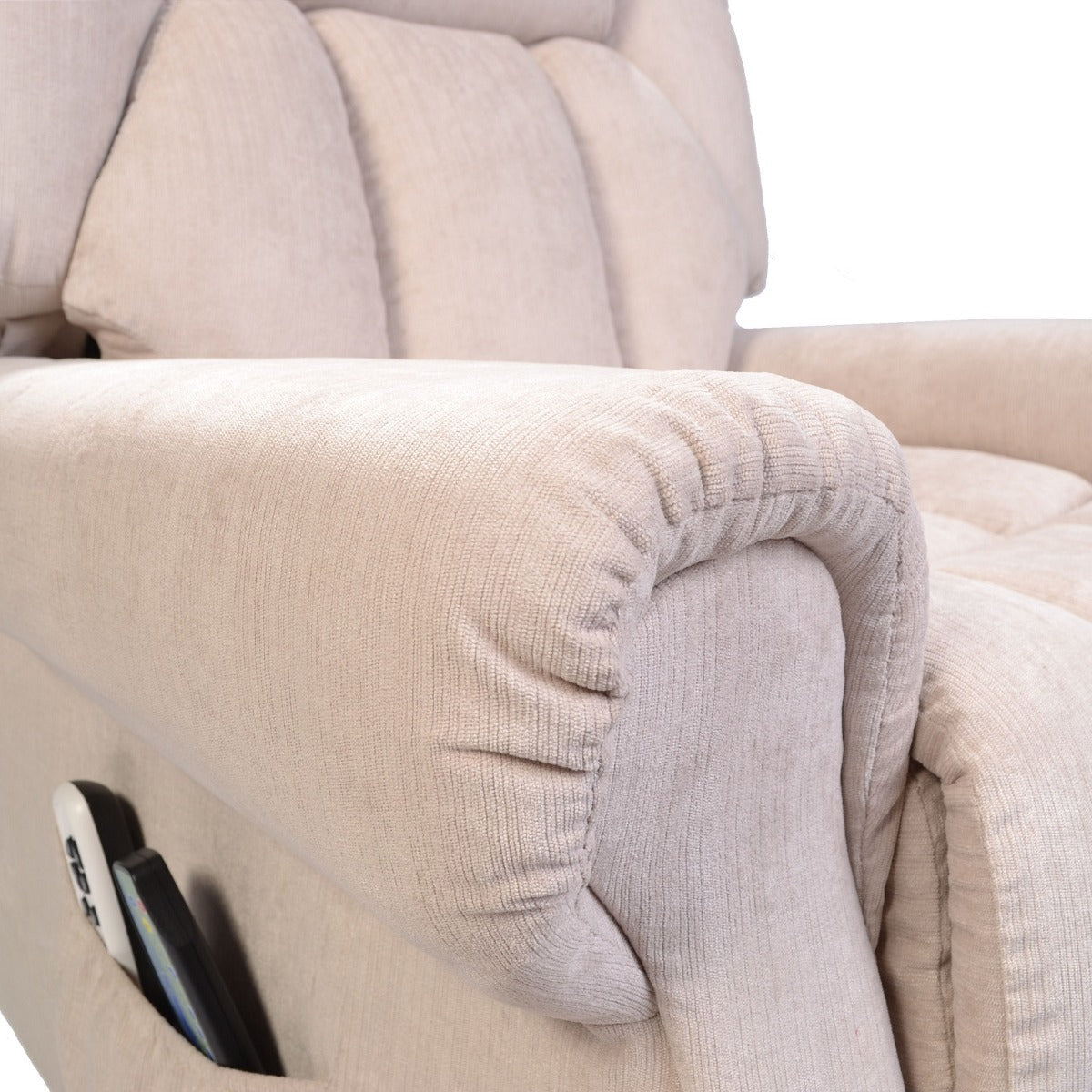 Hainworth Riser Recliner Chair with Heat and Massage - Beige - Arm Rest