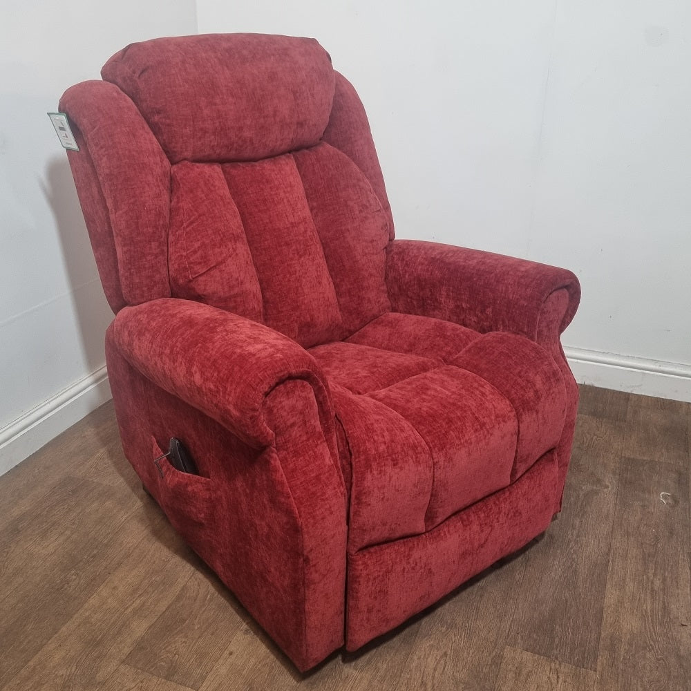 Hainworth Dual Motor Rise and Recliner Chair with Heat and Massage-Fabric-Wine