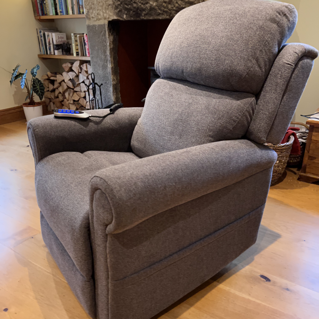 Highfield 4 motor fabric riser recliner chair - powered head and lumbar