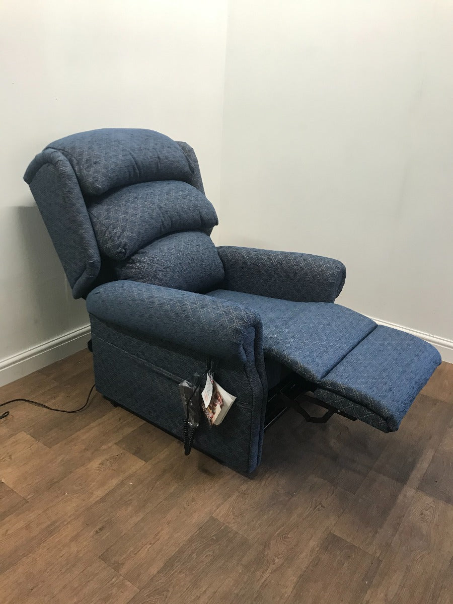 Primacare Dual Motor Waterfall Back Blue Fabric Demo