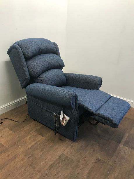 Primacare Dual Motor Waterfall Back Blue Fabric Demo