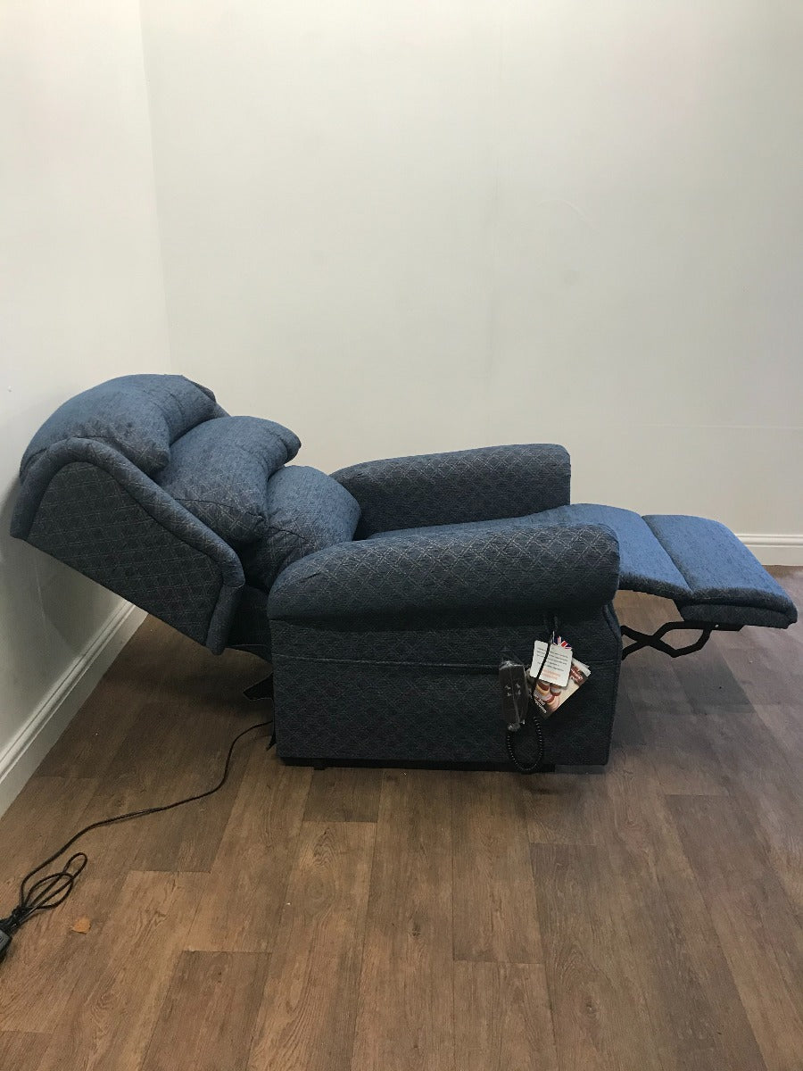 Primacare Dual Motor Waterfall Back Blue Fabric Demo