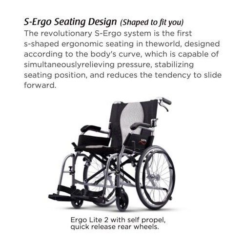 Karma Ergo Lite 2 Tall Self Propel Ultra Lightweight Folding Wheelchair - Crash Tested