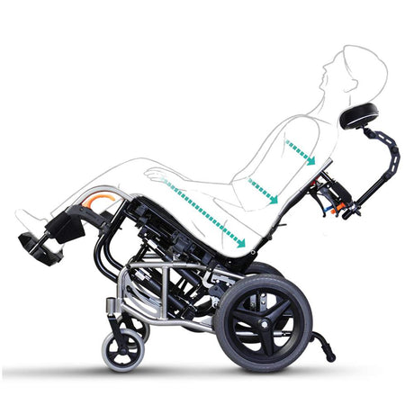 Karma Crash Tested VIP2 Transit Tilt in Space reclining wheelchair VIP2-TR-F14WB