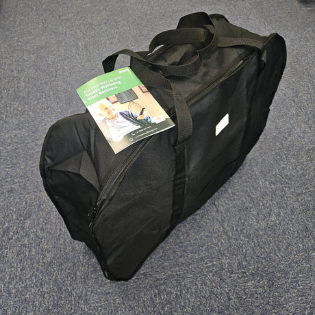 Black wheelchair bag on a gray surface