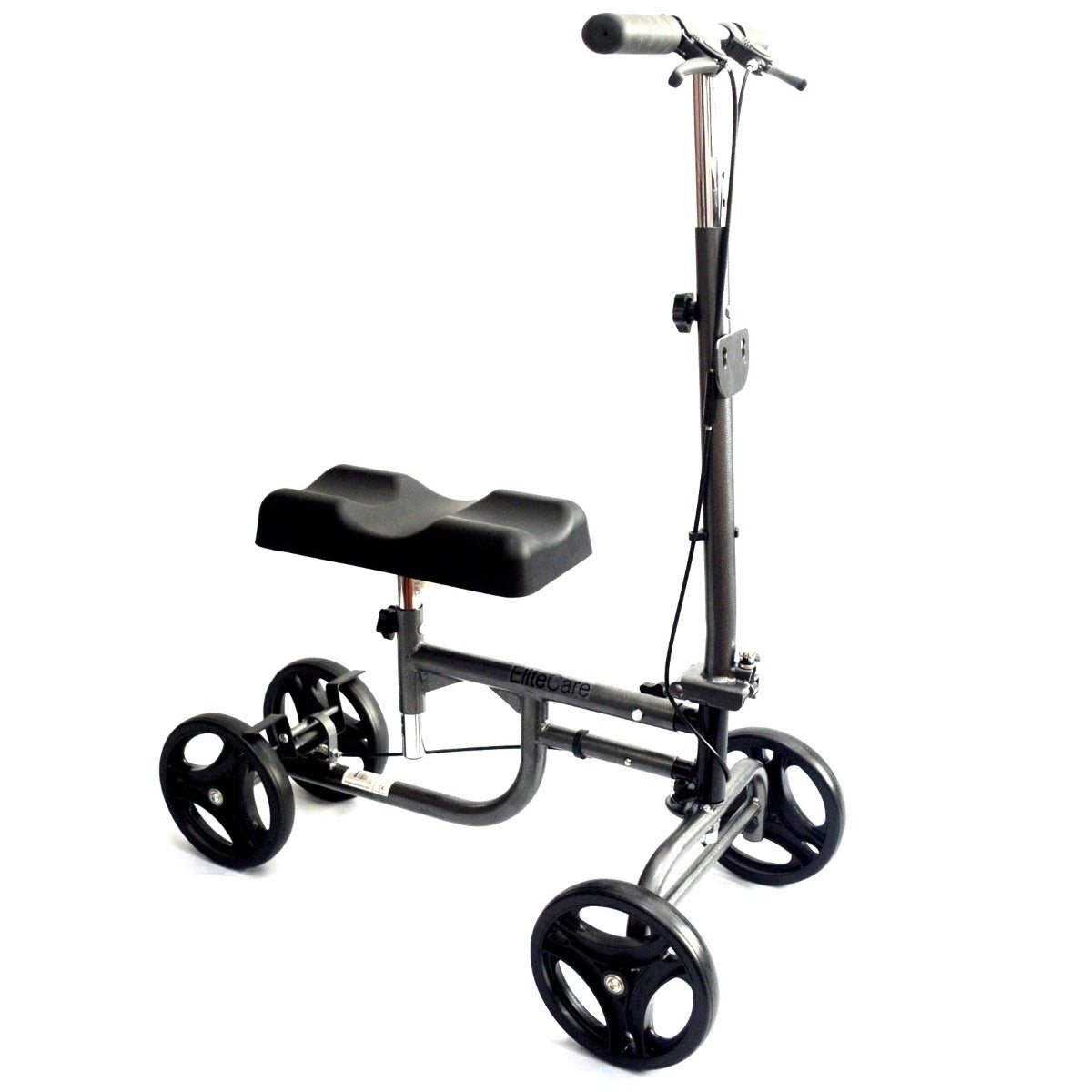 Knee walker with brakes and adjustable handle