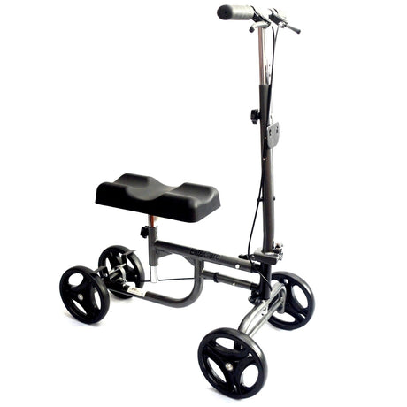 Knee walker with brakes and adjustable handle