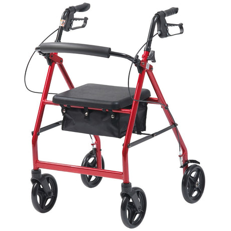 Lightweight Rollator with Seat and Bag - Only 5.8kg - Red