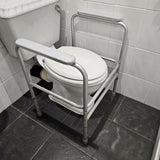 Toilet surround safety frame mobility aid with armrests - Height adjustable