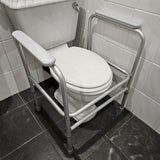 Toilet surround safety frame mobility aid with armrests - Height adjustable