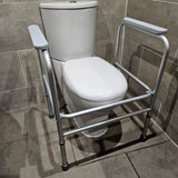Toilet surround safety frame mobility aid with armrests - Height adjustable