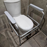 Toilet surround safety frame mobility aid with armrests - Height adjustable