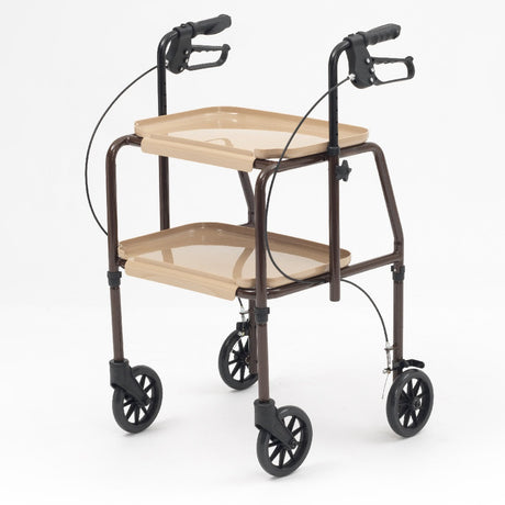 Mobility Trolley Walking Frame Indoor Rollator with trays and brakes