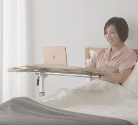 Deluxe over bed or chair table adjustable width height and angle