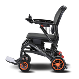 Black and orange mobility scooter on a transparent background